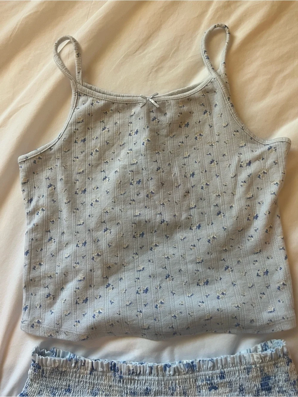 NWT LoveShackFancy x Target Blue Floral Girls Set - Tank Top and Skirt - XL/14